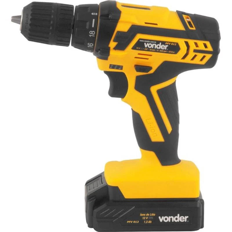 Furadeira e Parafusadeira à Bateria Vonder PFV 012 12V Bivolt com Kit de Brocas e Bits